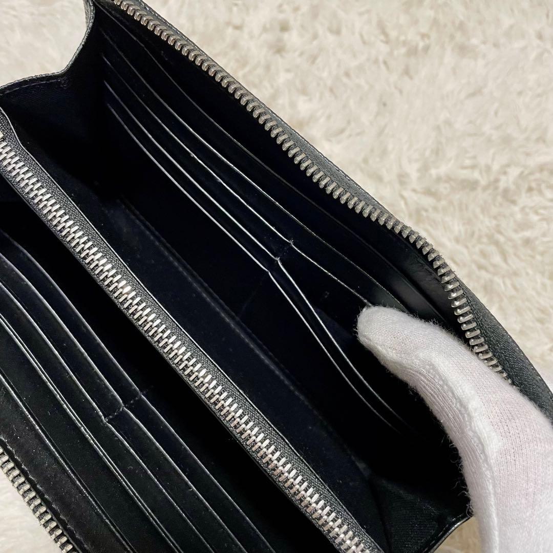 箱付き極美品 メゾンマルジェラ 4ステッチ レザー ラウンドジップウォレット