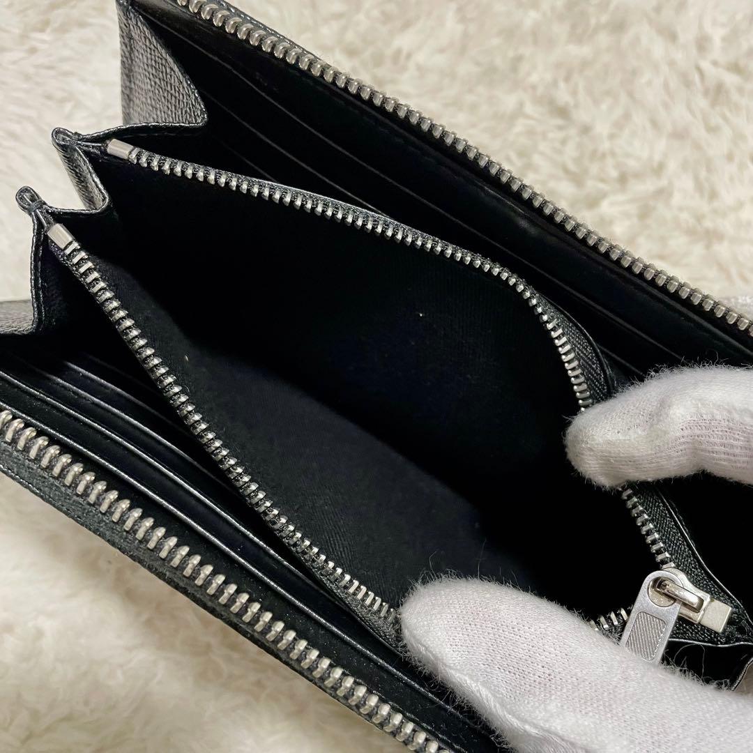 箱付き極美品 メゾンマルジェラ 4ステッチ レザー ラウンドジップウォレット