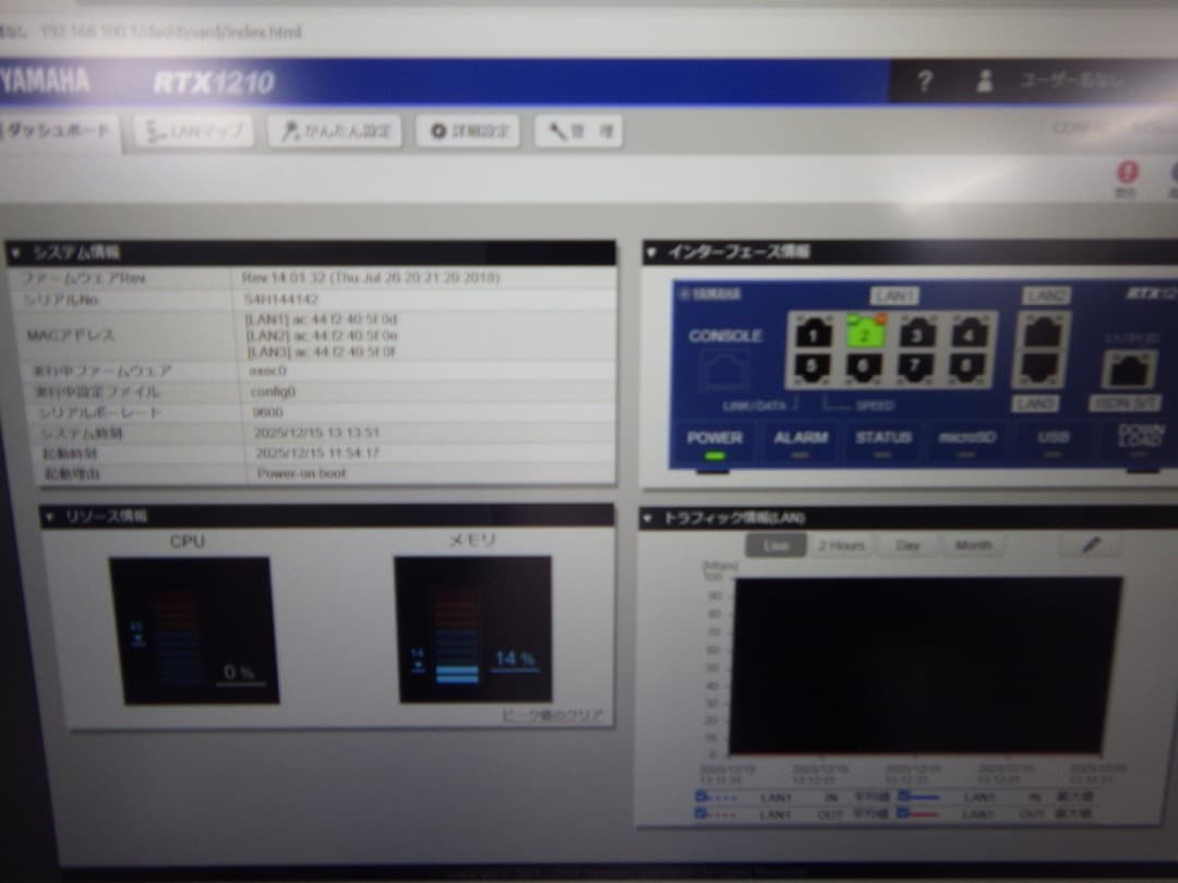 YAMAHA RTX1210 有線LANルーター