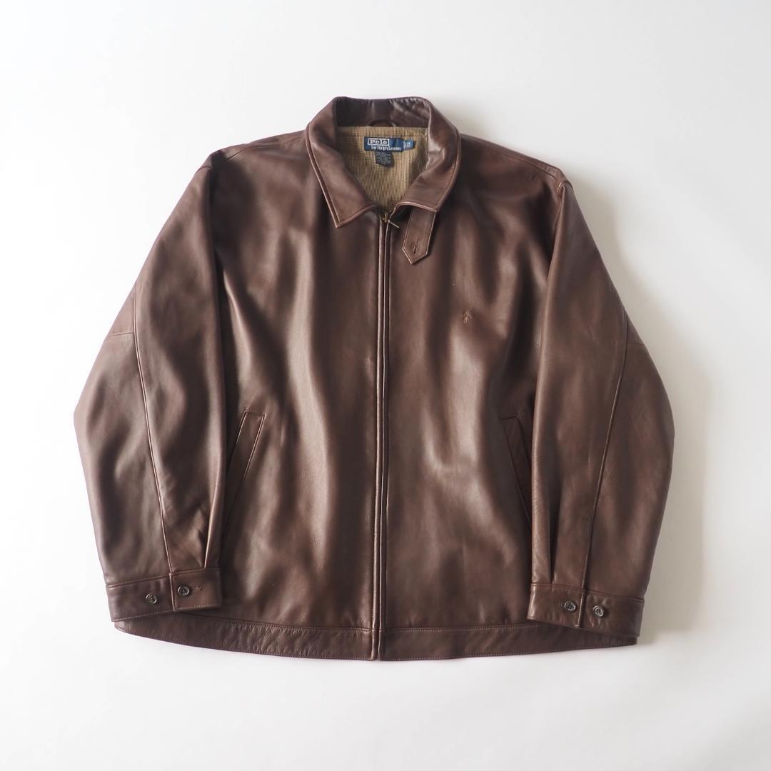 ラルフローレン　レザージャケット　本革　ビッグサイズ　ブラウン　美品