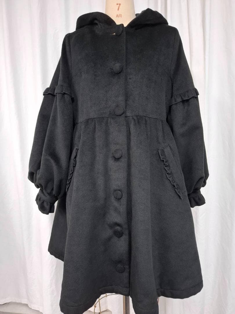 To Aliceフリル付き黒うさ耳ダッフルコート