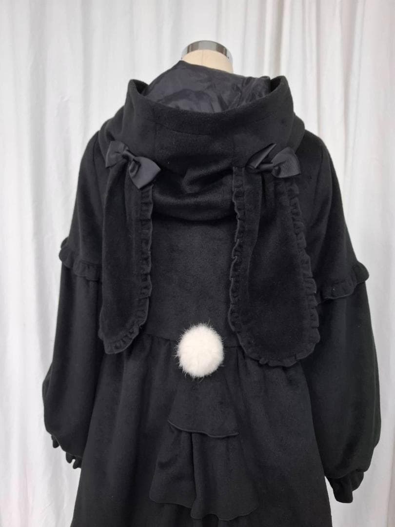 To Aliceフリル付き黒うさ耳ダッフルコート