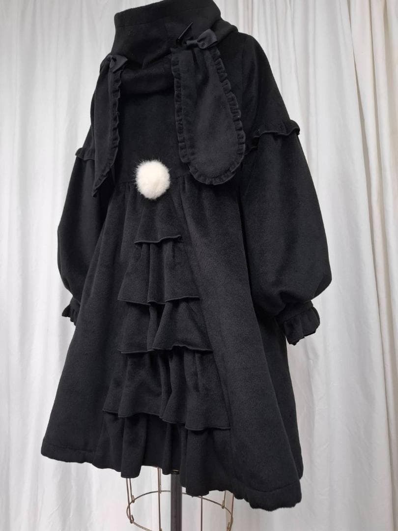 To Aliceフリル付き黒うさ耳ダッフルコート