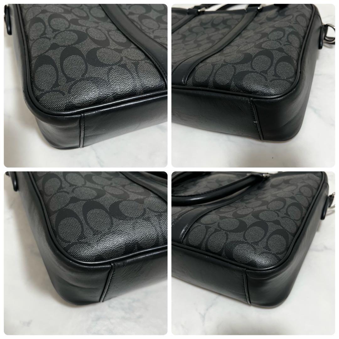 coach コーチ ビジネスバッグ PVCレザー　ブラック シグネチャー A4可
