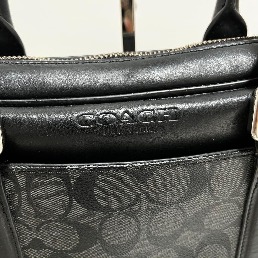 coach コーチ ビジネスバッグ PVCレザー　ブラック シグネチャー A4可