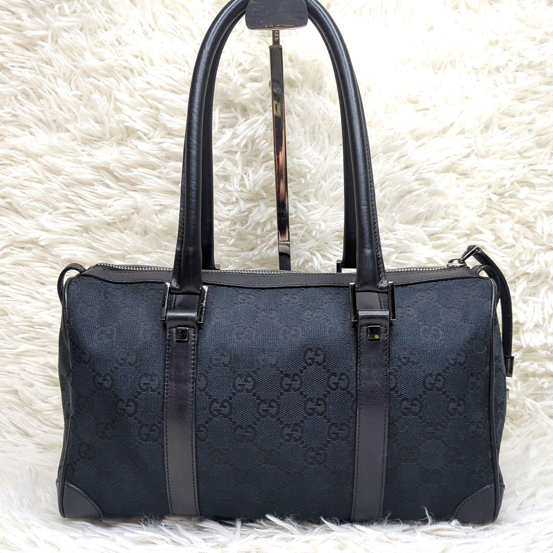 良品✨グッチ ミニボストン ブラック GGキャンバス レザー 000 0851