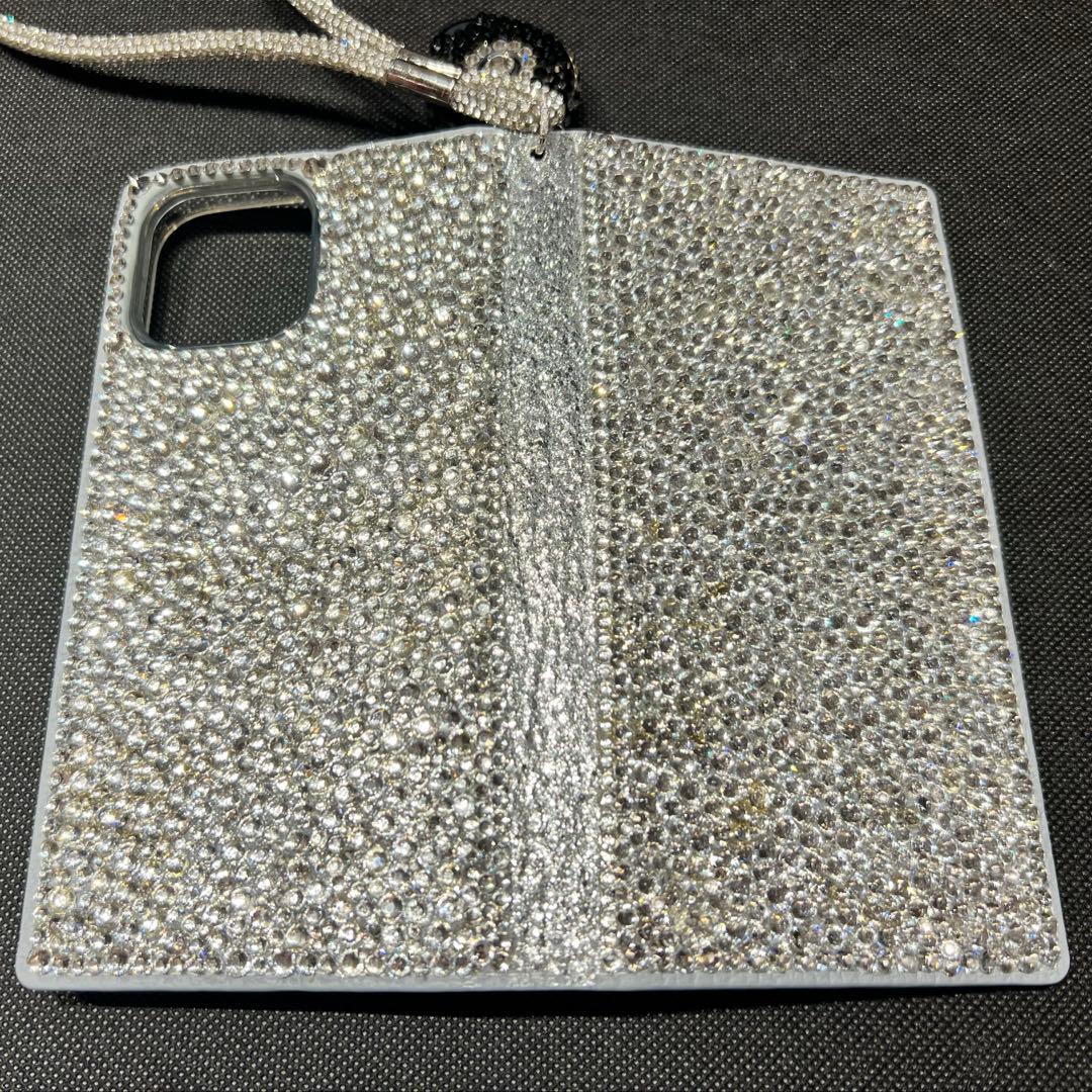 全面　スワロフスキー　iPhone 13promax 手帳型　デコプティ