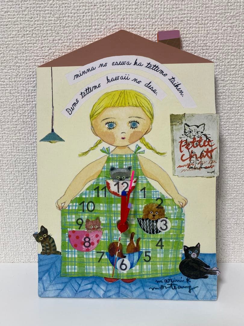 マリーニモンティーニ　カントリー風 女の子と猫の置時計　新品未使用