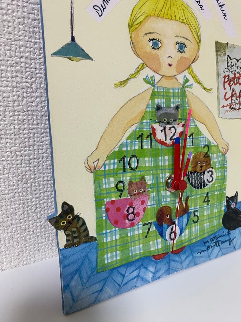 マリーニモンティーニ　カントリー風 女の子と猫の置時計　新品未使用