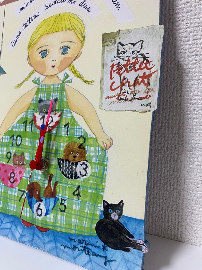 マリーニモンティーニ　カントリー風 女の子と猫の置時計　新品未使用