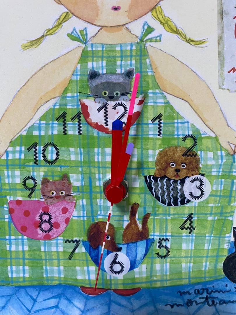 マリーニモンティーニ　カントリー風 女の子と猫の置時計　新品未使用