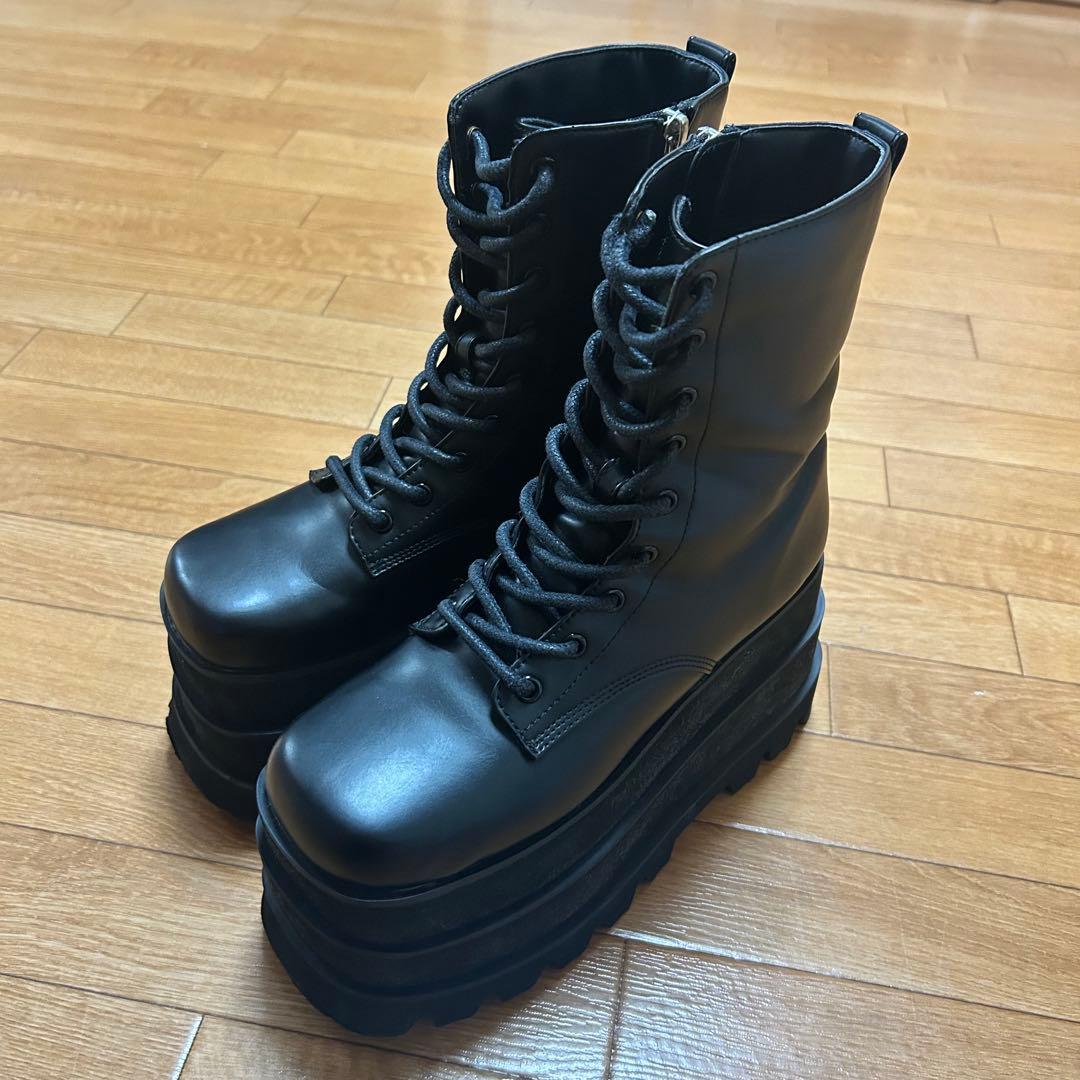 Darich トリプルソールエンジニアブーツ ヒール 厚底 ブーツ ブラック M