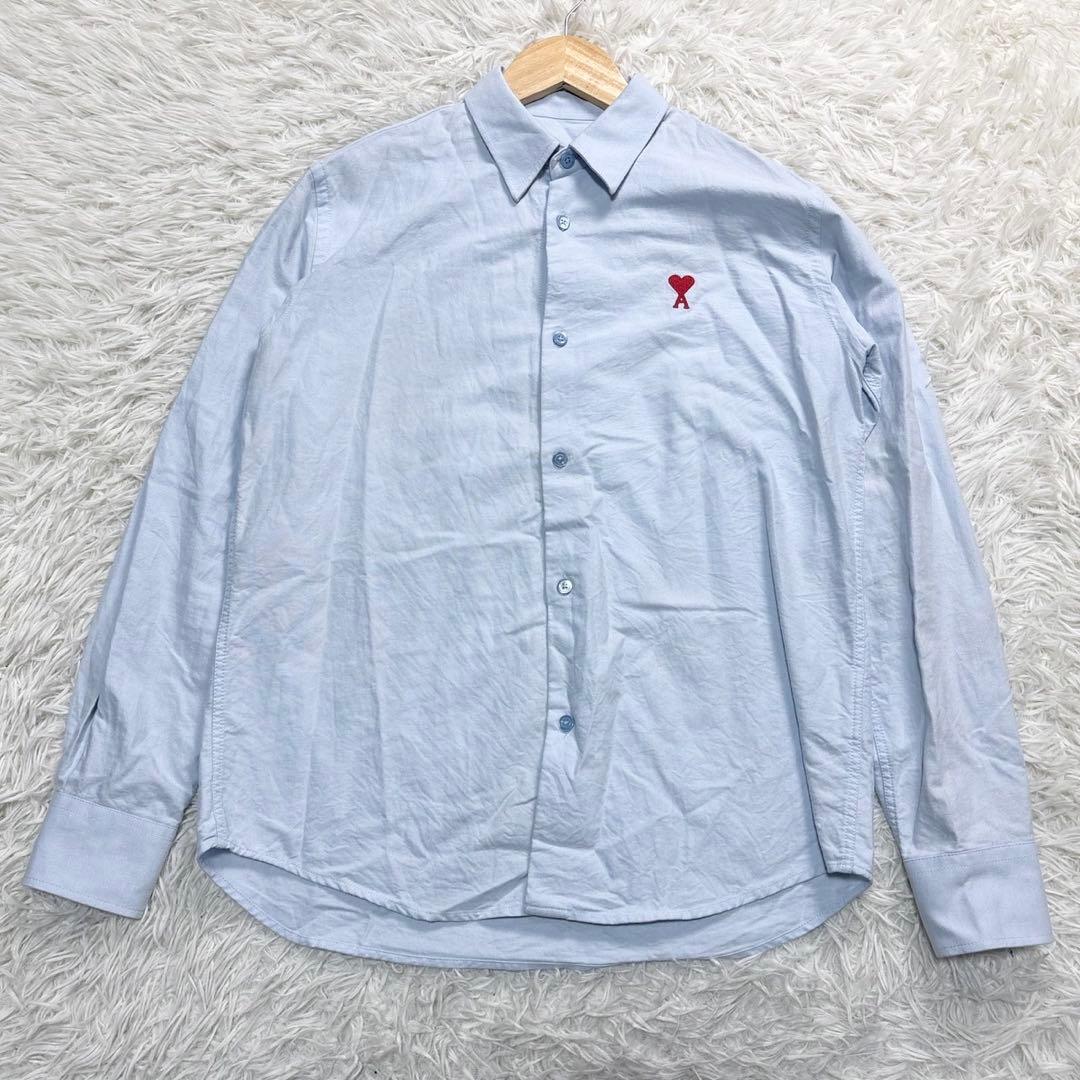 アミパリス 長袖 シャツ ロゴ M ライトブルー 水色 ハート