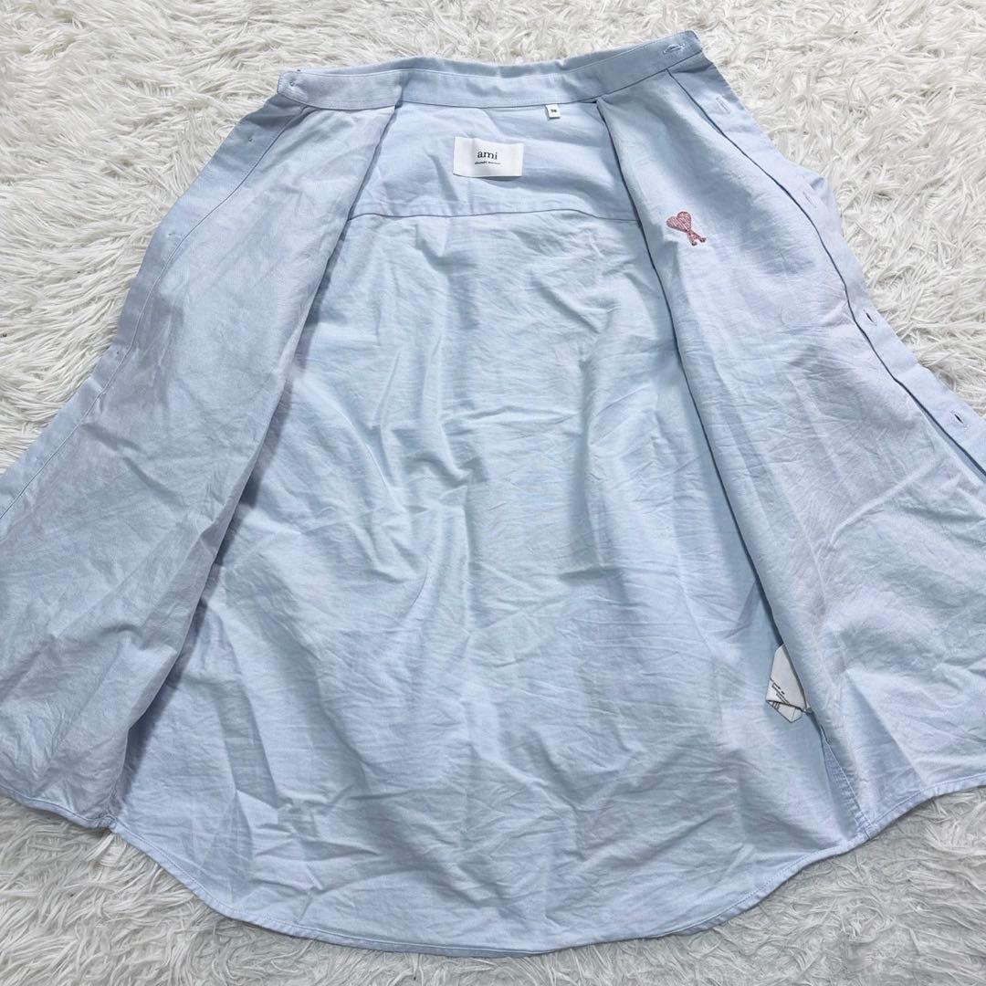 アミパリス 長袖 シャツ ロゴ M ライトブルー 水色 ハート