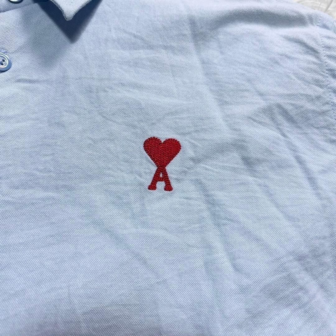 アミパリス 長袖 シャツ ロゴ M ライトブルー 水色 ハート