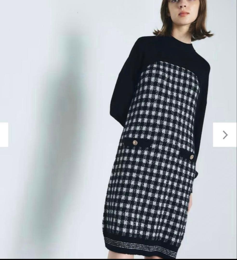 グレースコンチネンタル チェックミニニットワンピース