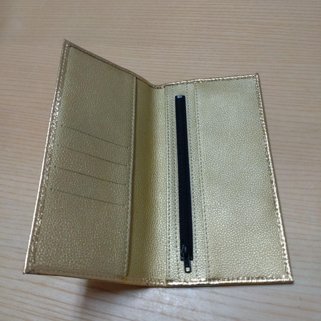 皇居　長財布　ゴールド　レザー