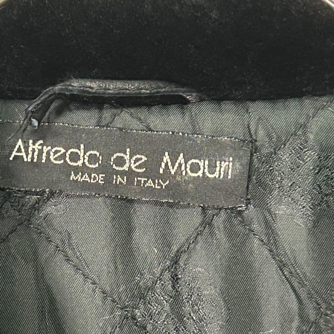 イタリア製 ヴィンテージ レザージャケット ボア襟 黒 本革 肩パッドなし