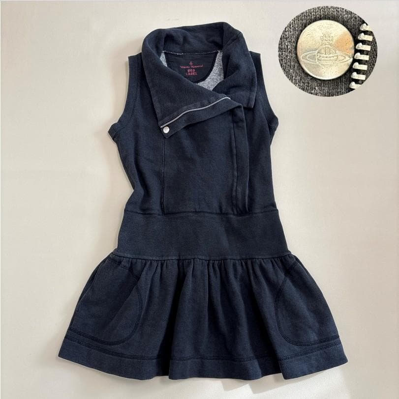 ヴィヴィアンウエストウッド ノースリーブ スウェット 変形ワンピース 黒 M