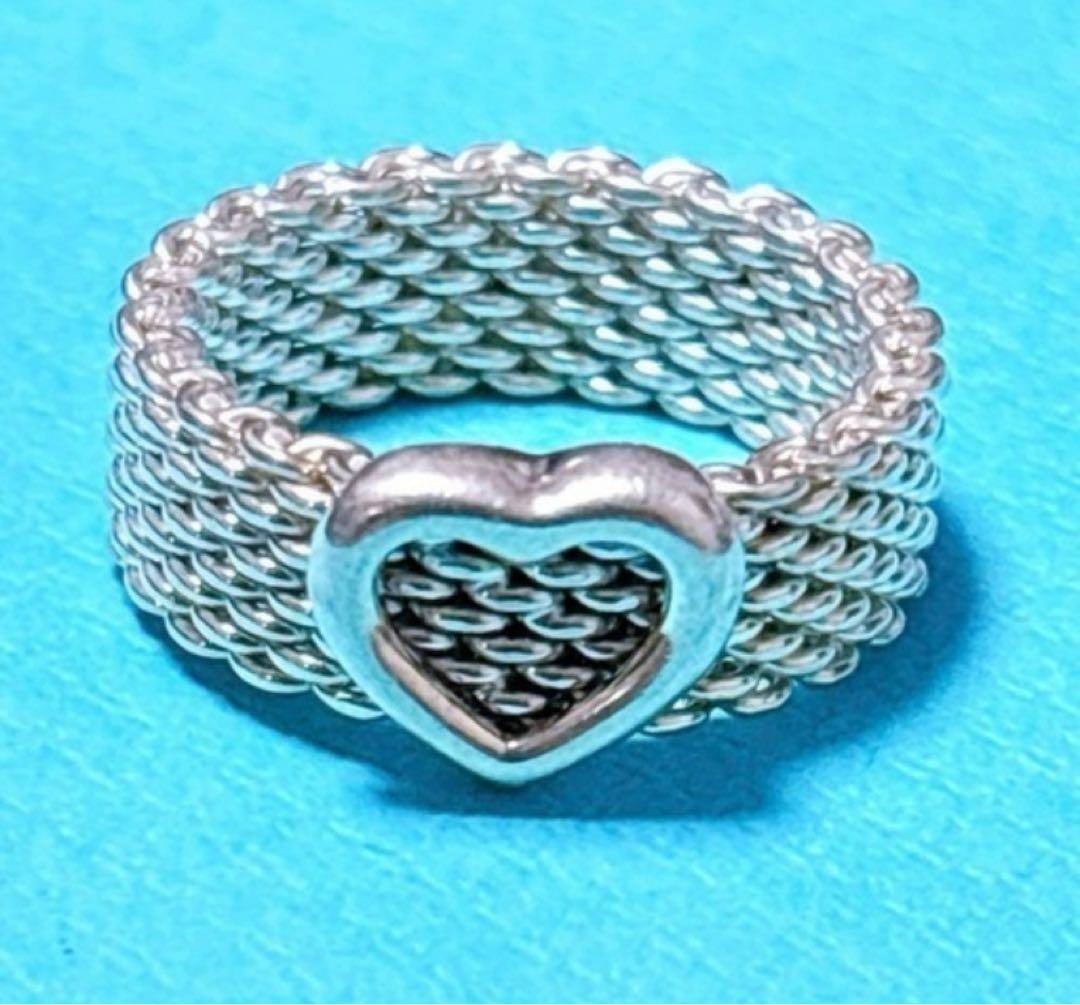 希少【極美品】Tiffany & Co. サマセットハートメッシュリング　9号
