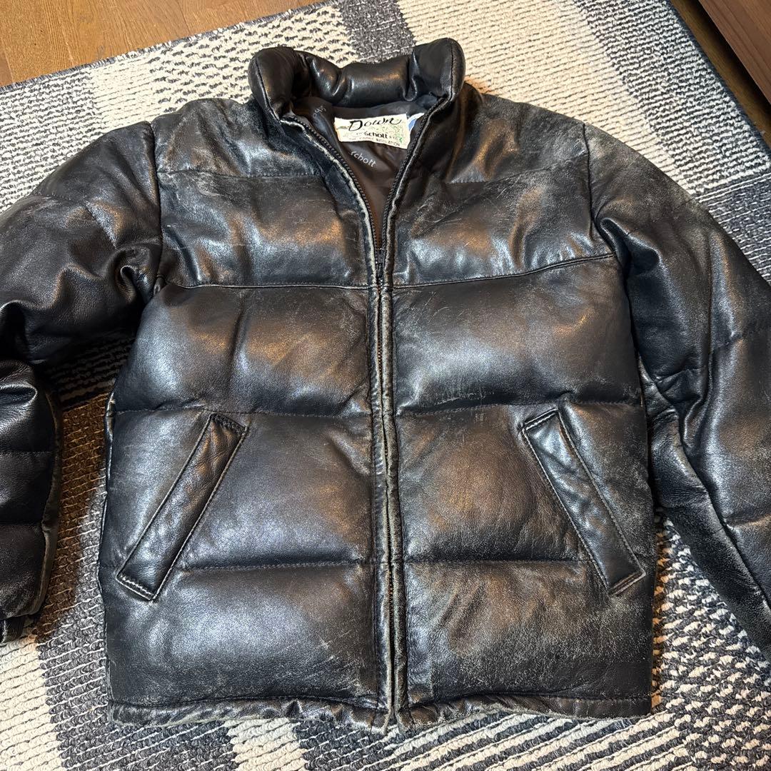 【米国製】schott ダウンジャケット ラムレザー　羊革