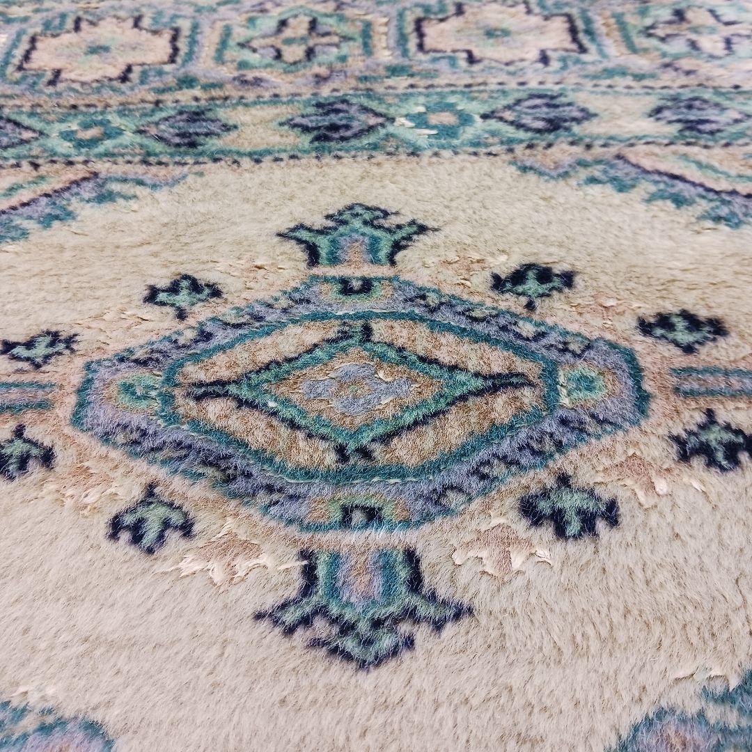 Y2741 パキスタン絨毯 ウール 手織り 大判150×242㎝ トライバルラグ