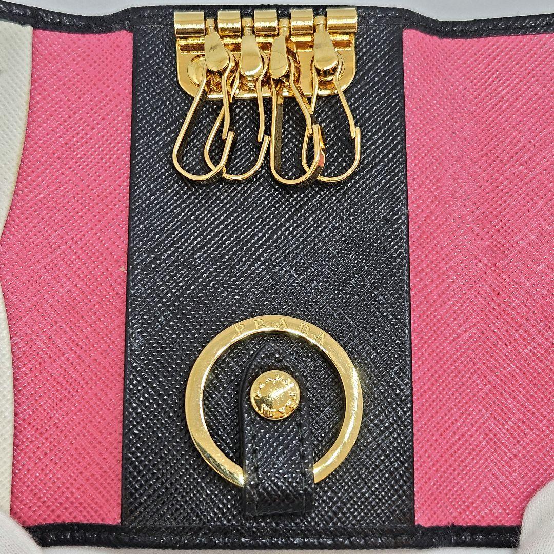PRADA プラダ キーケース キーリング マルチカラー サフィアーノレザー