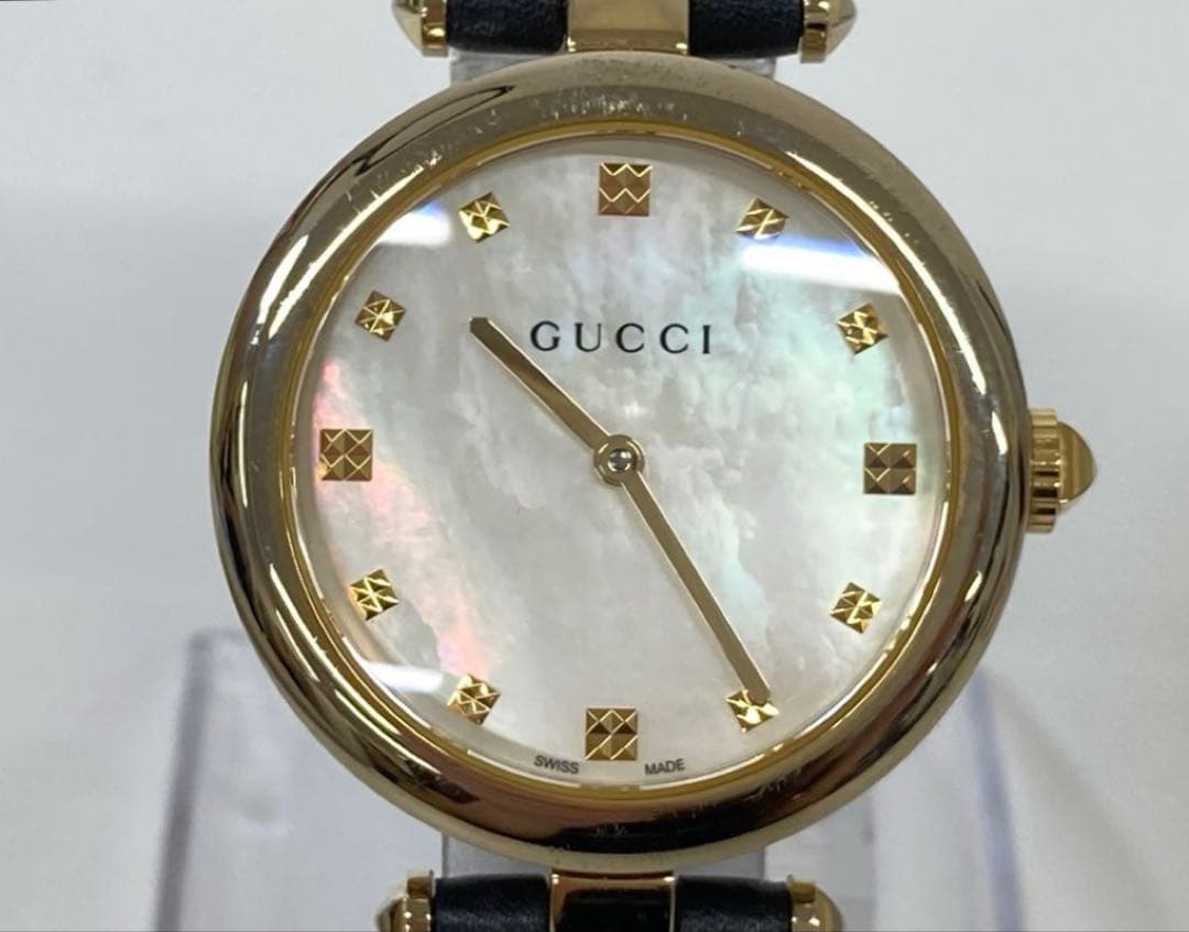 GUCCIグッチ ディアマンティッシマ 141.4 シェル文字盤 腕時計 不動