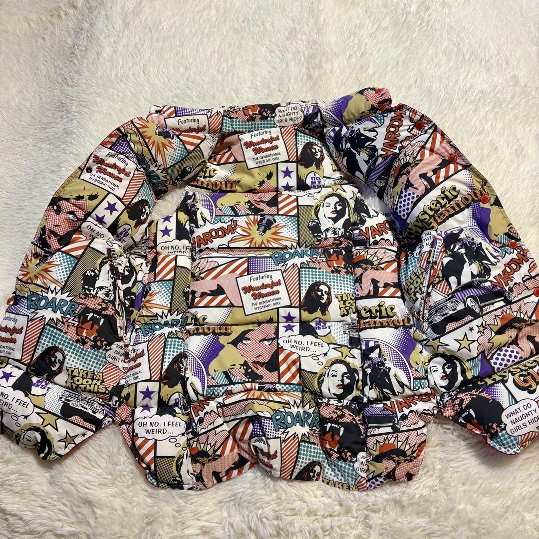 ヒステリックグラマー　アメコミ柄　リバーシブルダウンベスト