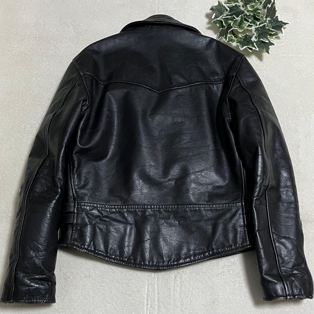 ダブルライダース　レザー　ブラック　短丈　ウエストアジャスター付き Mサイズ