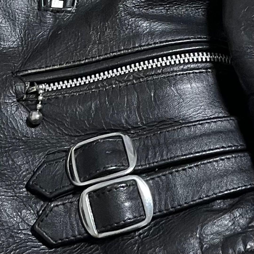 ダブルライダース　レザー　ブラック　短丈　ウエストアジャスター付き Mサイズ