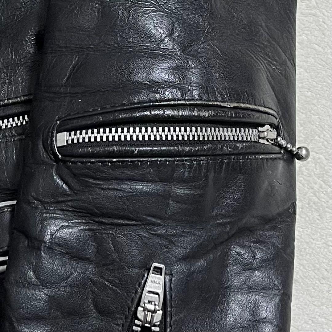 ダブルライダース　レザー　ブラック　短丈　ウエストアジャスター付き Mサイズ