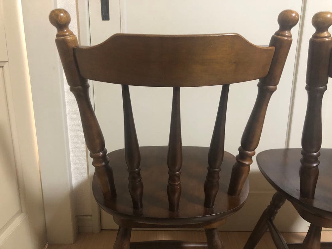 ウィンザーチェア ダイニングチェア 回転椅子 2脚セット【アンティーク レトロ】