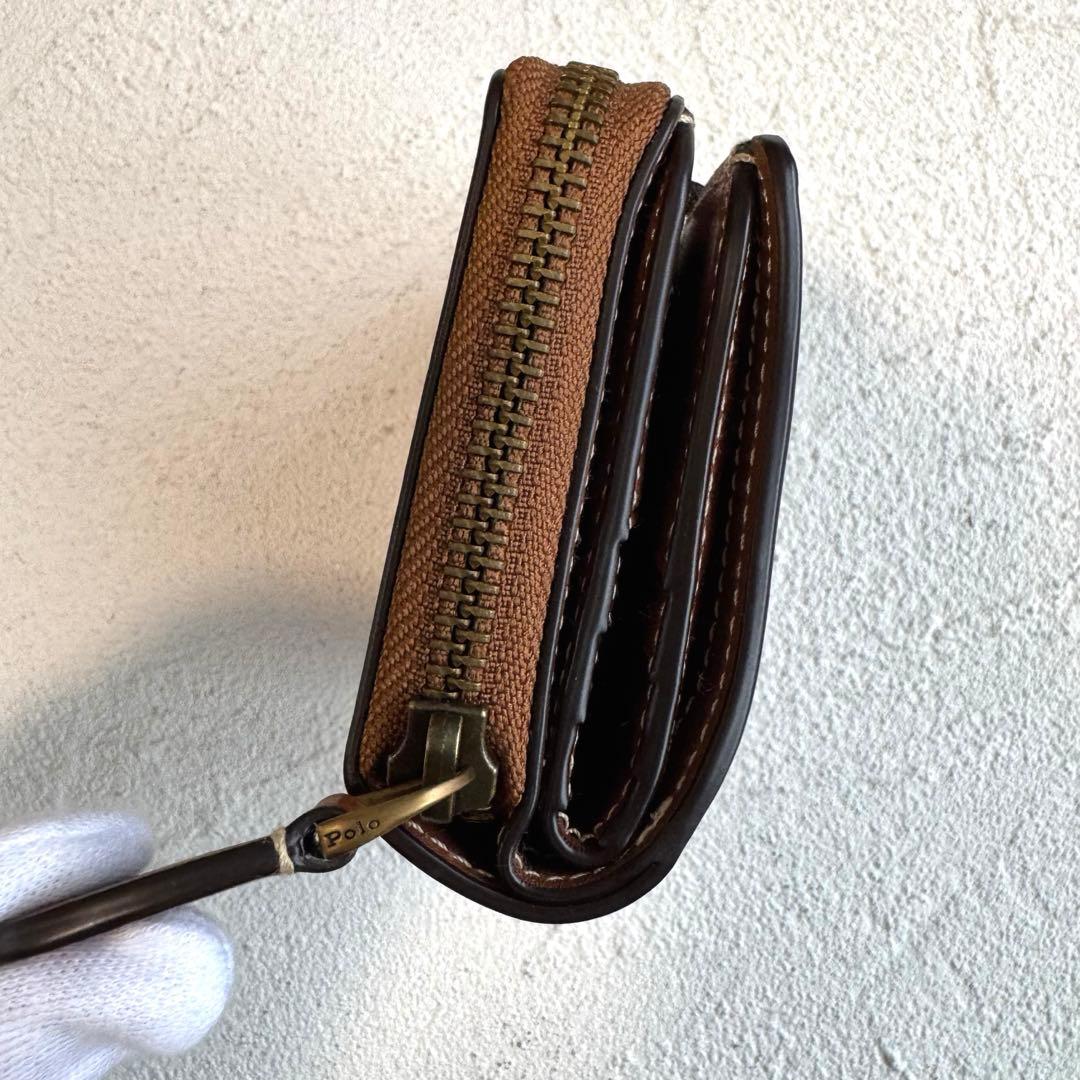 【新品】ポロラルフローレン 二つ折り財布 ポロベア レザー POLO ブラウン