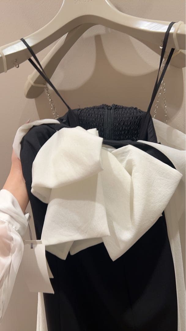 『snidel』オフショルダーリボン付きロングドレス