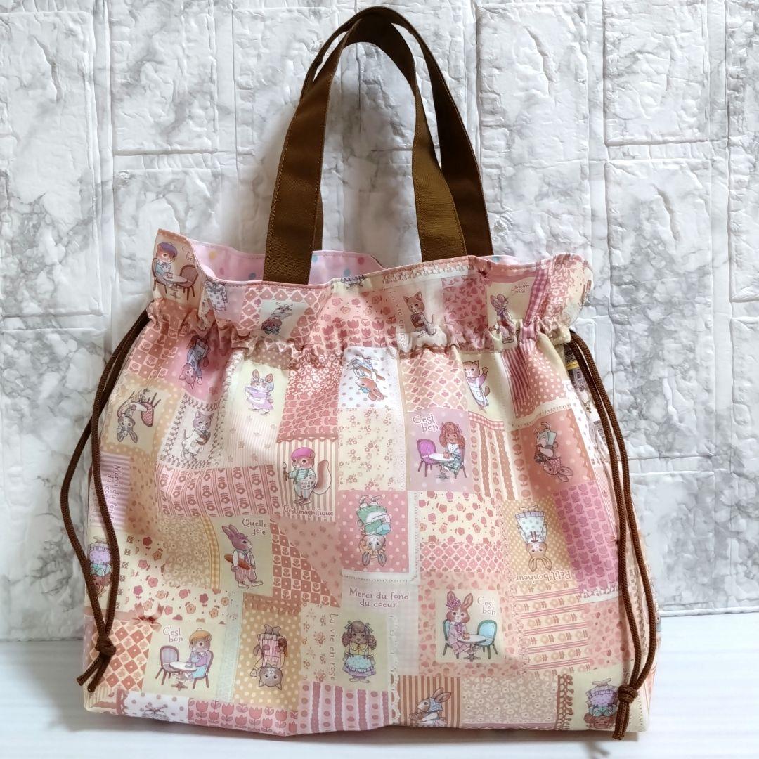 【オーダー品】巾着バッグ　スマホポーチ　ジョリーフルール