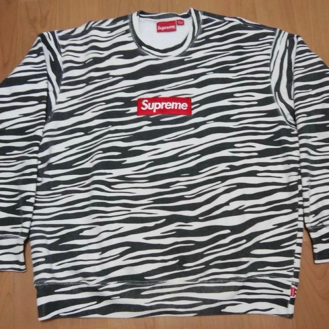 キムタク着 Supreme Box Logo Crewneck Zebra L