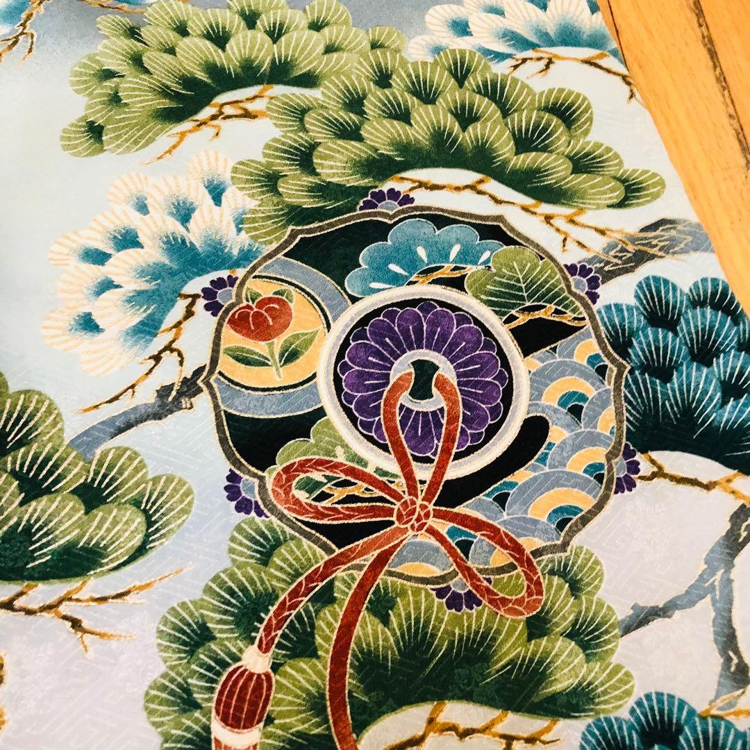 七五三５歳完全フルセット‼️人気水色系兜鷹金彩煌びやか⭐︎袴金蘭刺繍煌びやか際立つ