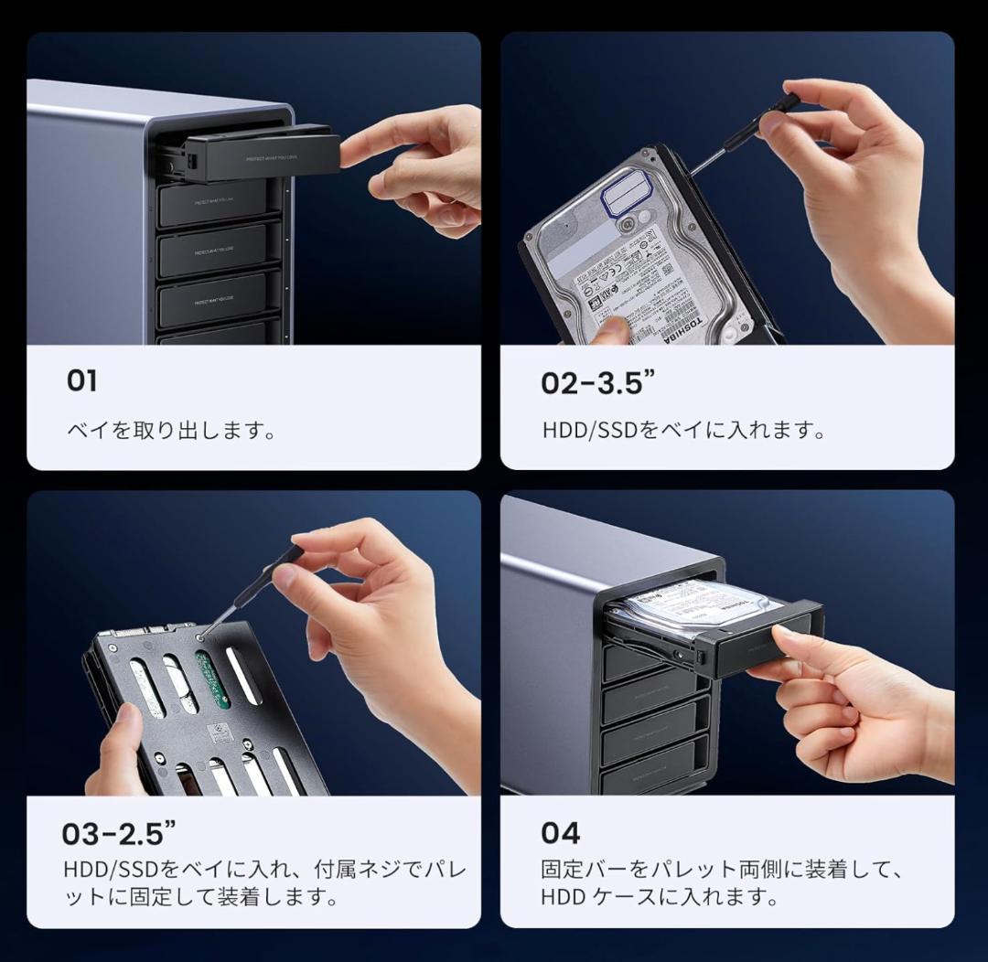 【外箱なし・未使用に近い】UGREEN ５ベイ RAID対応