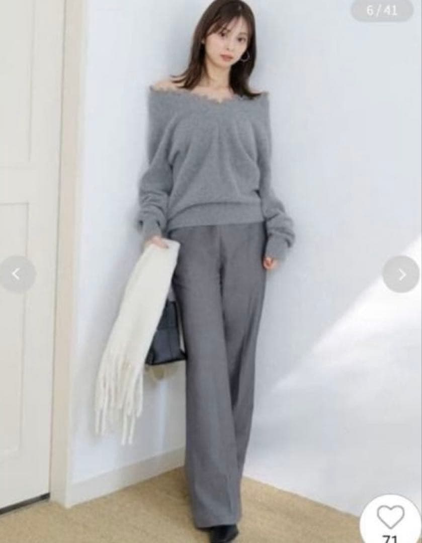 25AW 新作新品タグ付き SNIDEL フォックス衿レースプルオーバー