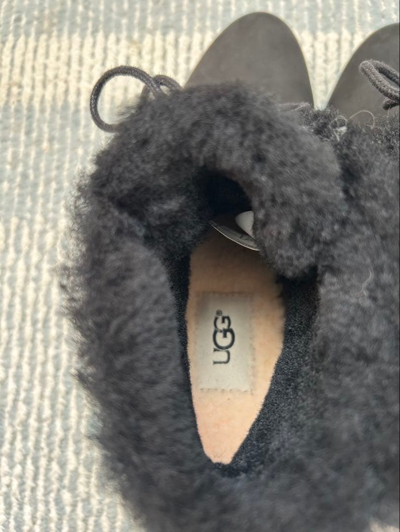 UGG アグ ムートンブーツ ショートブーツ レースアップ ブラック 23.5