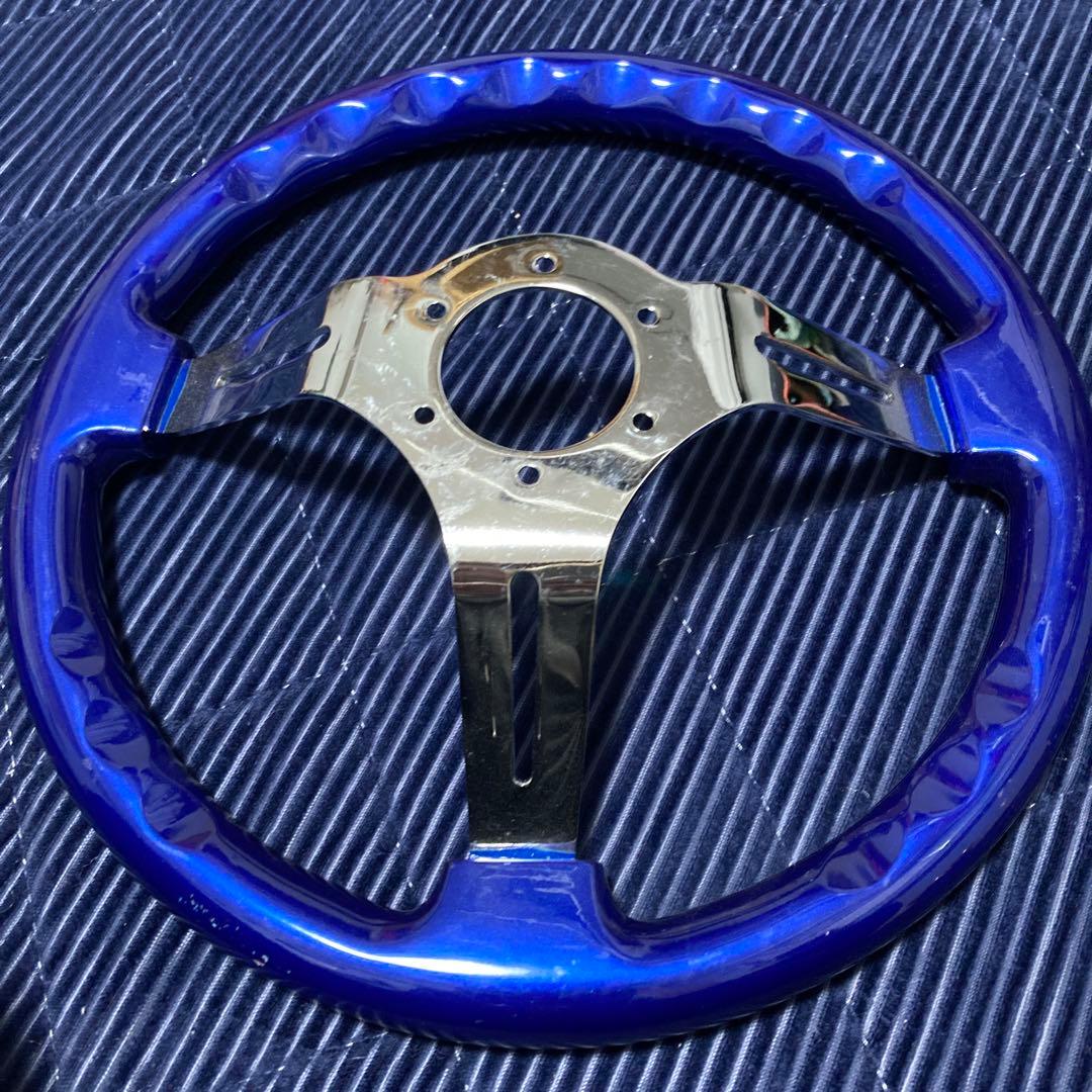 青色 3本スポーク ステアリング 本体