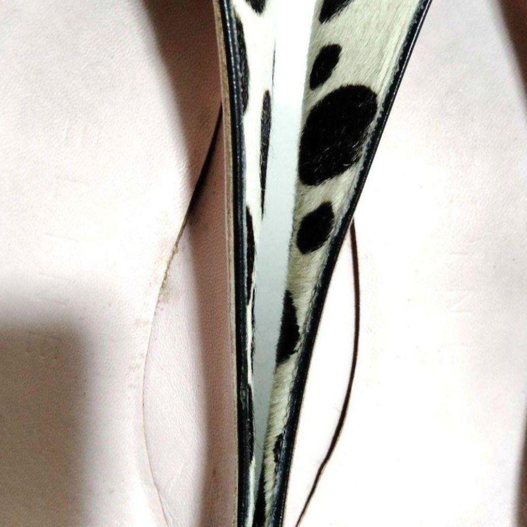 ♯374 希少CELINEハラコダルメシアン柄パンプス ヒール スクエア金具ロゴ