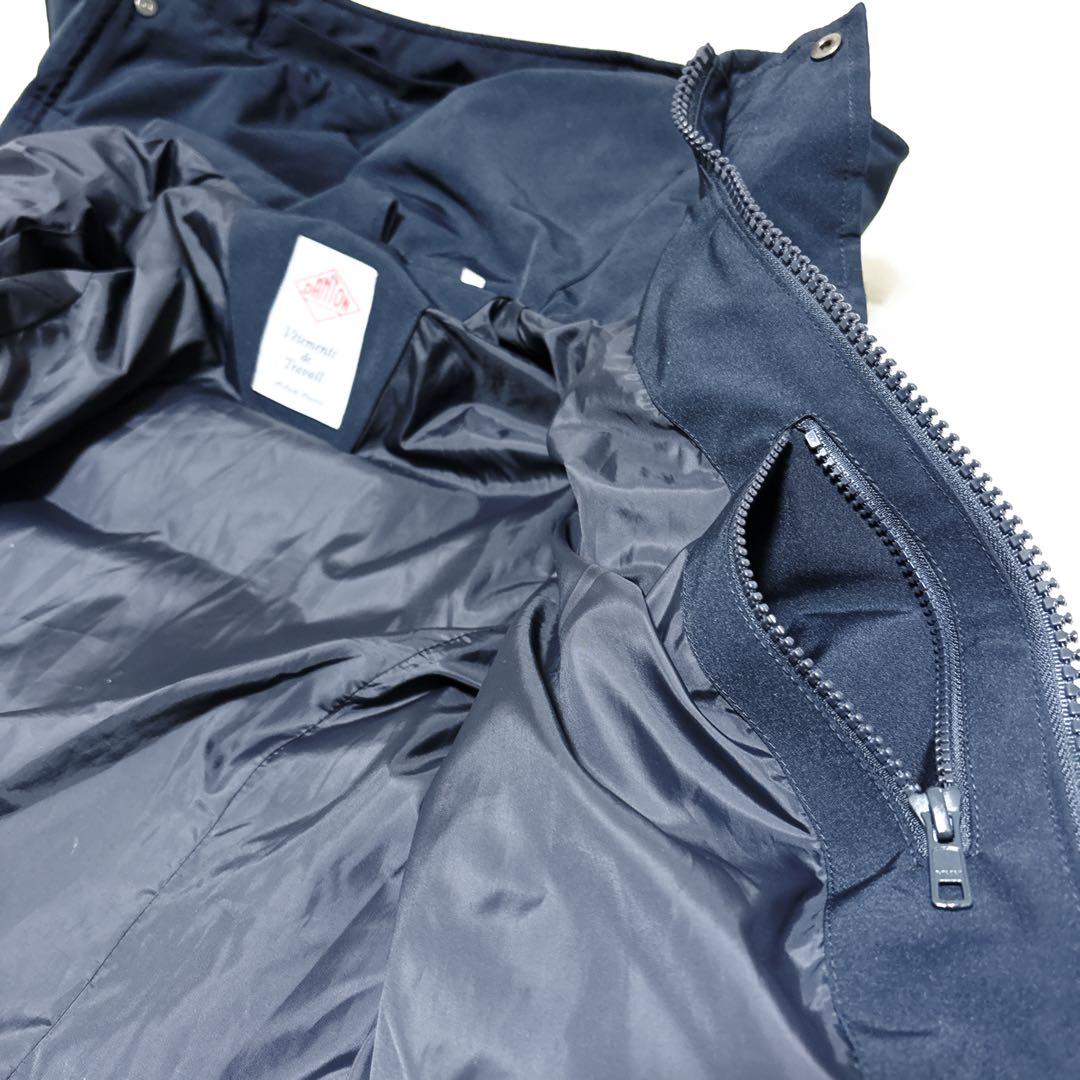 美品✨ ダントン ダウンジャケット コート フード リブ M 紺 ミドル丈