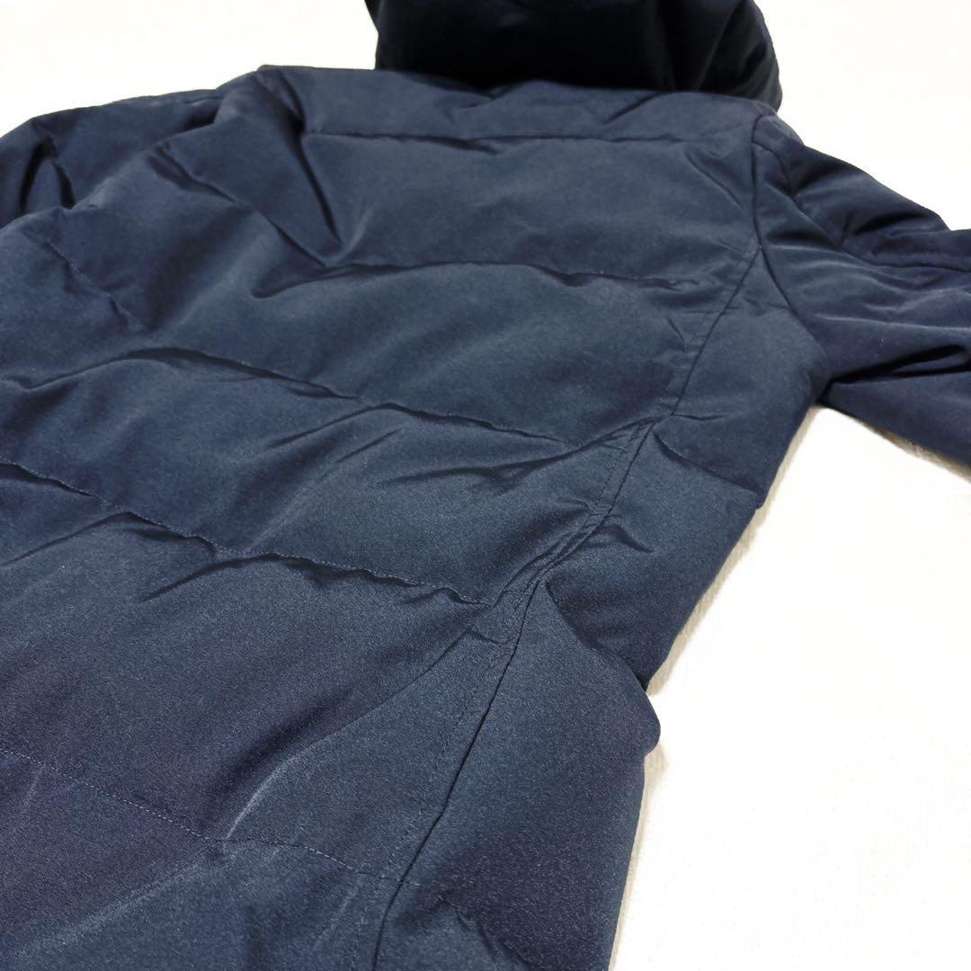 美品✨ ダントン ダウンジャケット コート フード リブ M 紺 ミドル丈