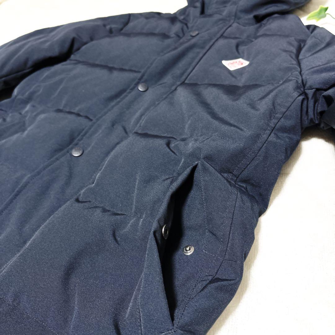 美品✨ ダントン ダウンジャケット コート フード リブ M 紺 ミドル丈
