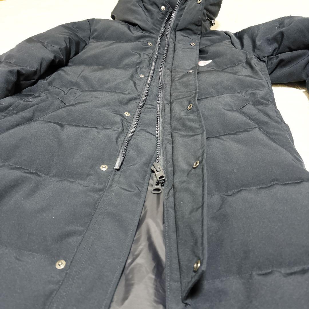 美品✨ ダントン ダウンジャケット コート フード リブ M 紺 ミドル丈