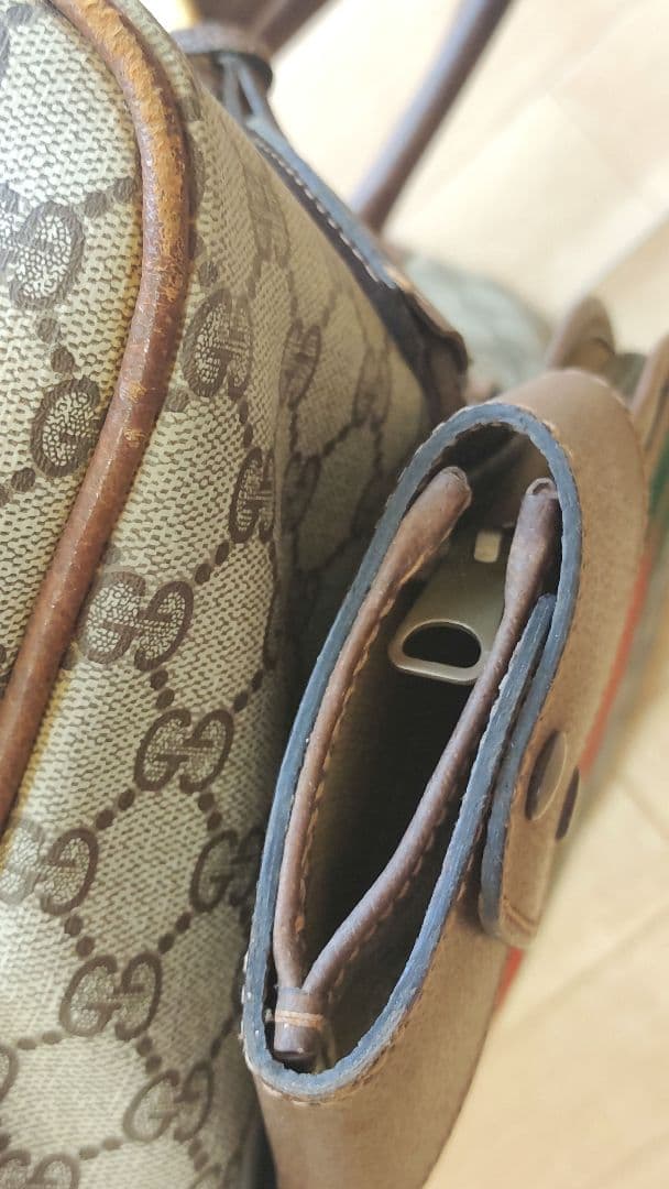 GUCCI オールドグッチ テニスラケット収納付バッグ GG柄　ヴィンテージ