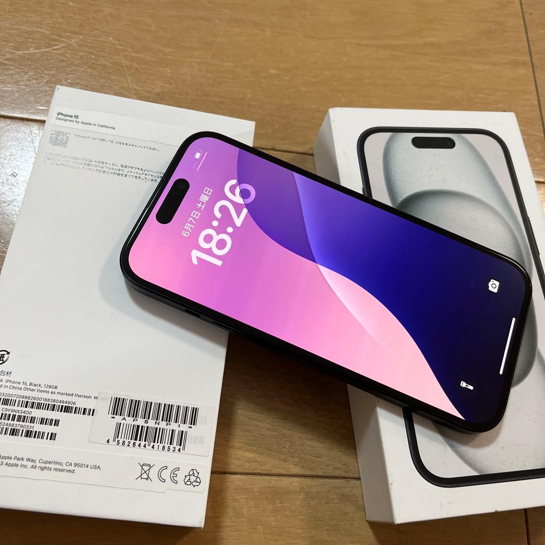 新品同様！iPhone15 BLACK 128GB 箱付き