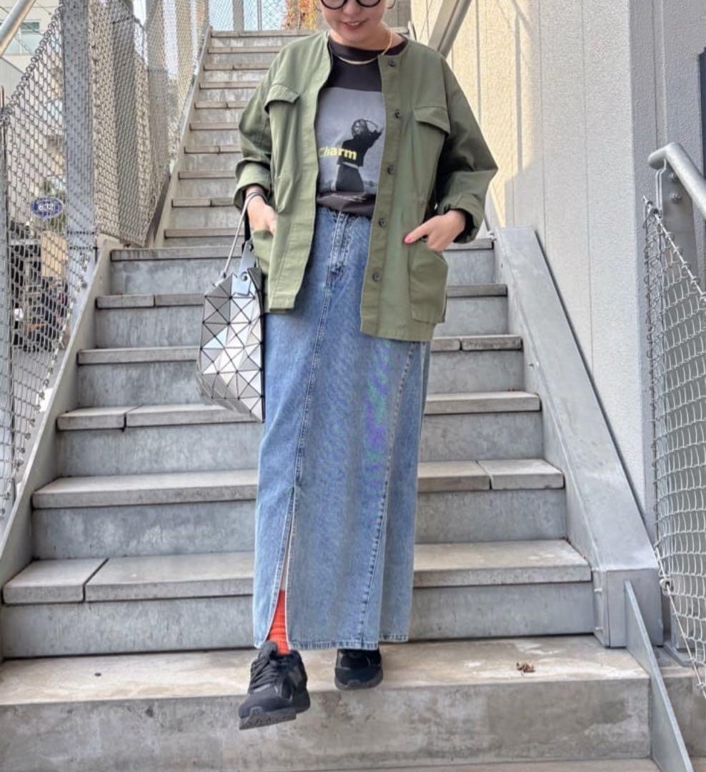 美品 ピュアルセシン ノーカラーミリタリーブルゾン フリー カーキ pual